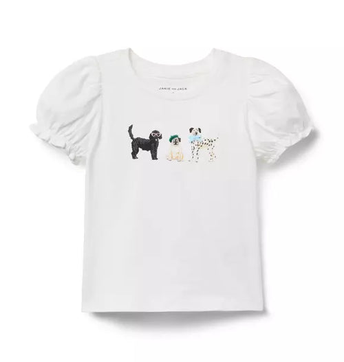 Dog Friends Puff Sleeve Tee