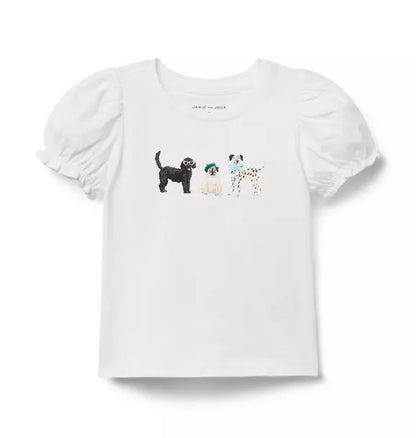 Dog Friends Puff Sleeve Tee