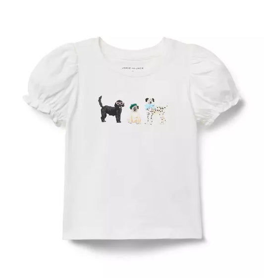 Dog Friends Puff Sleeve Tee