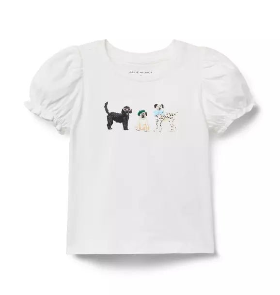 Dog Friends Puff Sleeve Tee