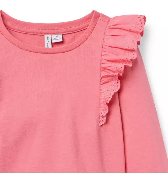 Eyelet Ruffle Shoulder Top