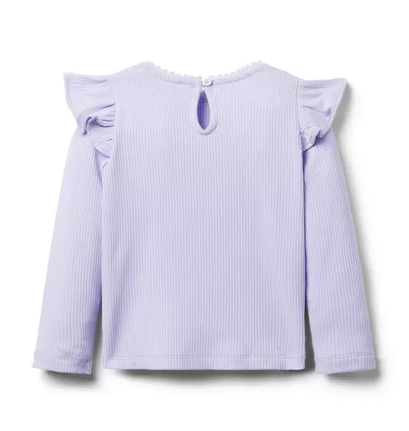 Ribbed Ruffle Shoulder Top