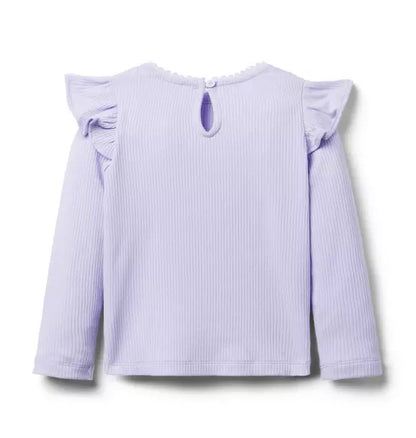 Ribbed Ruffle Shoulder Top