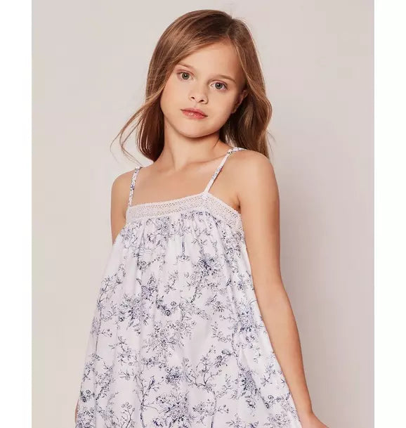 Girl's Twill Lily Nightgown in Blue Timeless Toile