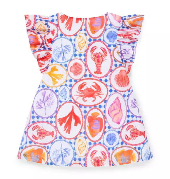 Ocean Icon Ruffle Sleeve Dress