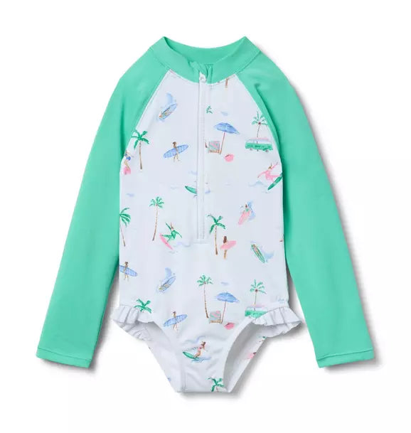 Recycled Surfer Rash Guard Swimsuit