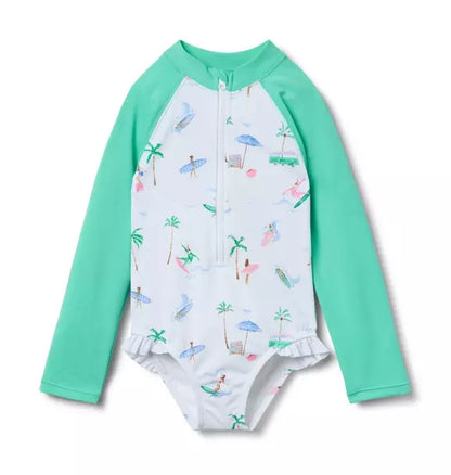 Recycled Surfer Rash Guard Swimsuit