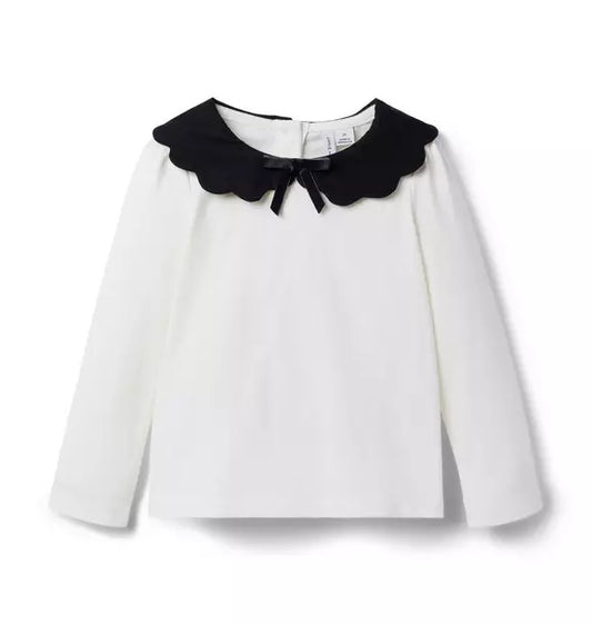 Scalloped Collar Top