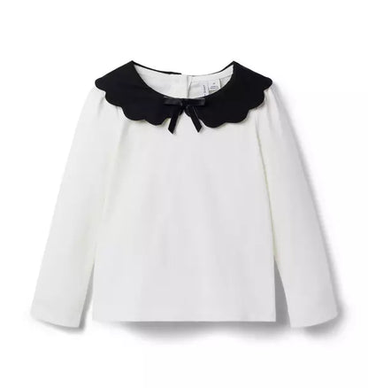 Scalloped Collar Top