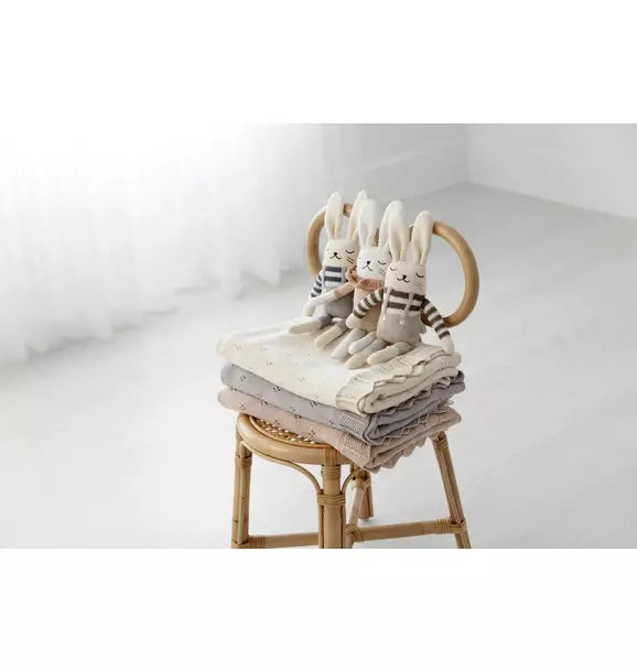 Scalloped Pointelle Baby Blanket Natural