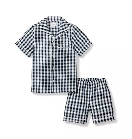 Navy Gingham Short Set