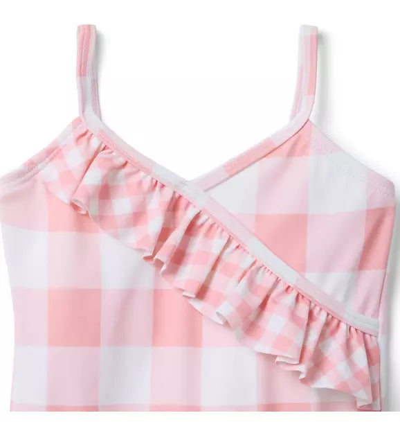 Recycled Gingham Ruffle Swimsuit
