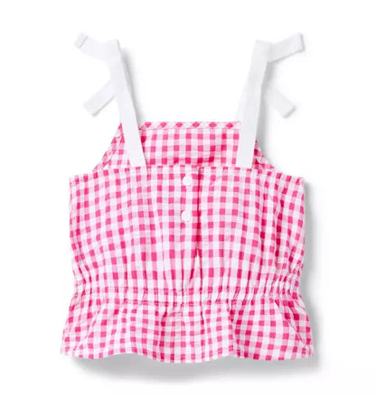 Gingham Peplum Top