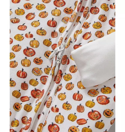 Baby's Pima Peekaboo Romper in Pumpkin Patch