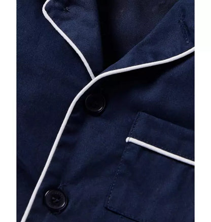 Kid's Twill Short Sleeve Short Pajama Set in Navy