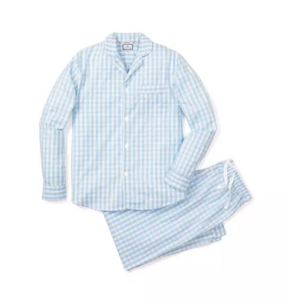 Men's Light Blue Gingham Pajama Set