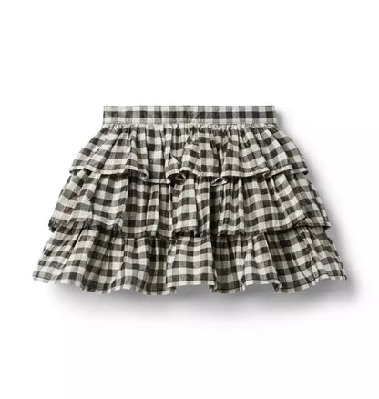 Gingham Shimmer Tiered Skirt
