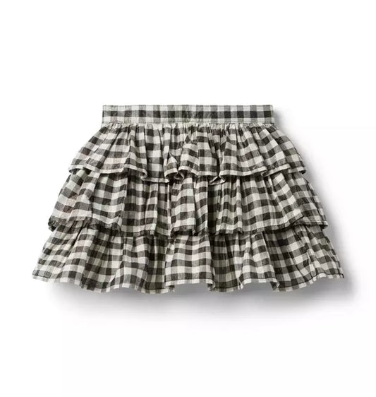 Gingham Shimmer Tiered Skirt