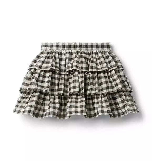 Gingham Shimmer Tiered Skirt