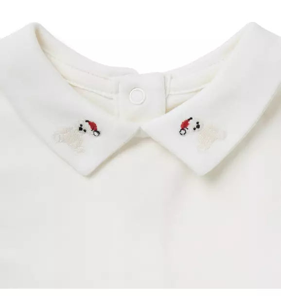 Baby Embroidered Bear Collar Bodysuit