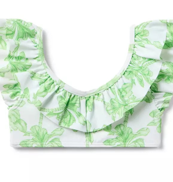 Recycled Palm Tree Ruffle 2-Piece Swimsuit