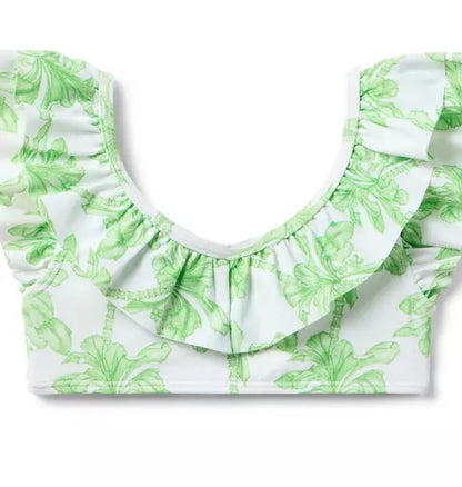 Recycled Palm Tree Ruffle 2-Piece Swimsuit