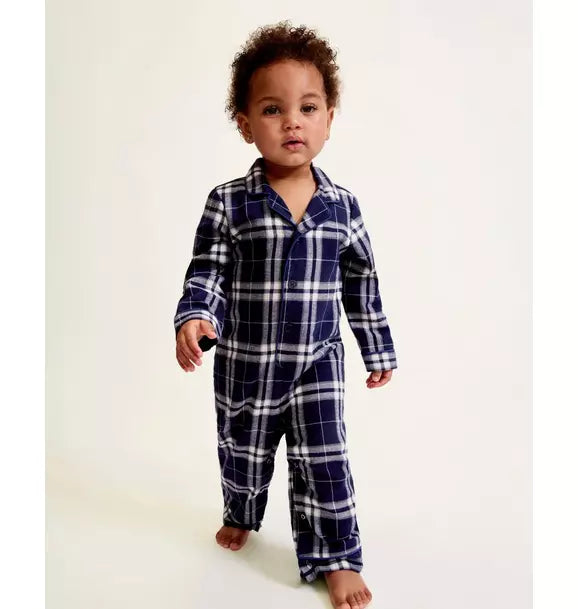 Baby's Brushed Twill Classic Romper in Oxford Tartan