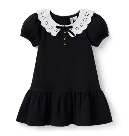 Eyelet Collar Ponte Dress