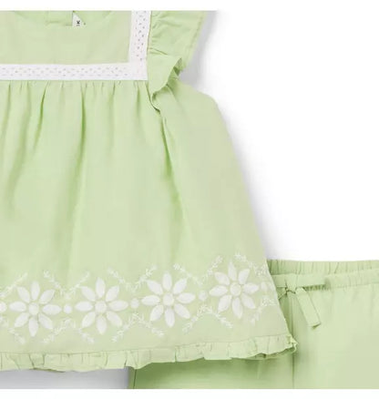 Baby Embroidered Floral Matching Set