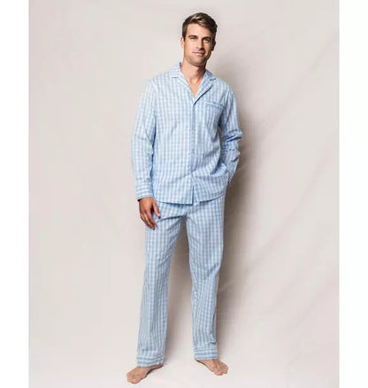 Men's Light Blue Gingham Pajama Set