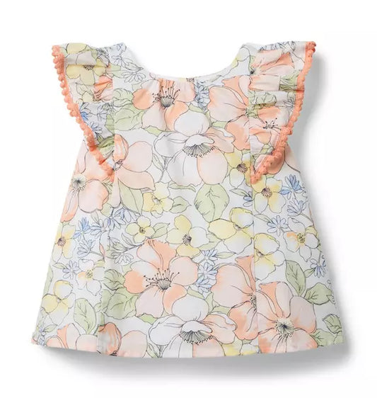 Floral Circle Trim Top