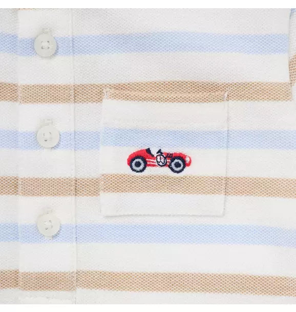 Baby Striped Race Car Romper