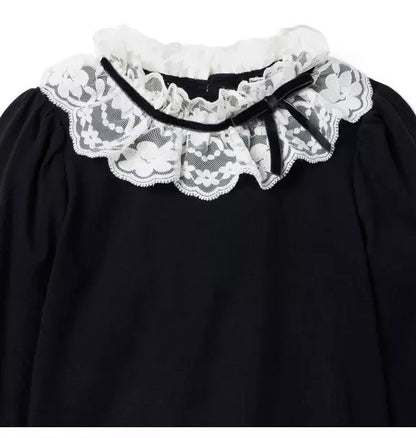 Lace Bow Collar Top
