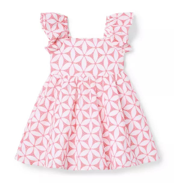 Floral Eyelet Flutter Sleeve Dress