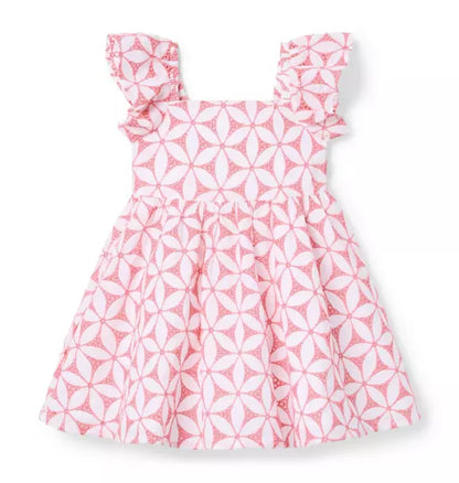 Floral Eyelet Flutter Sleeve Dress