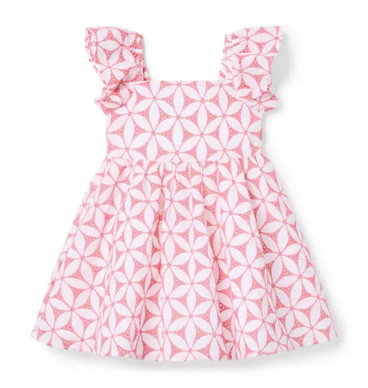 Floral Eyelet Flutter Sleeve Dress