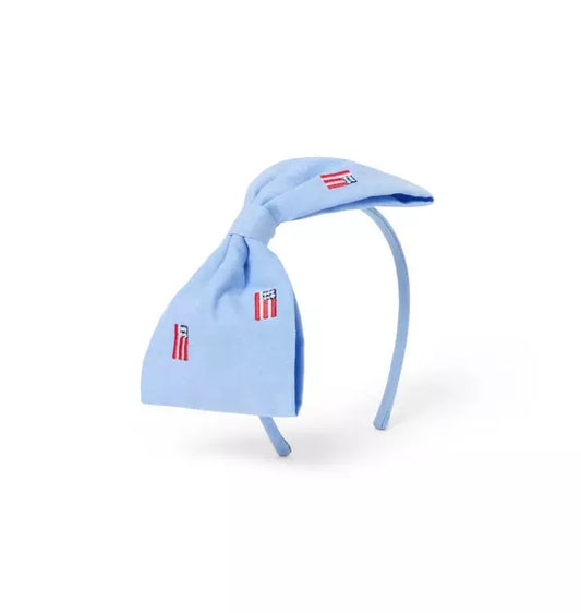 Embroidered Flag Bow Headband