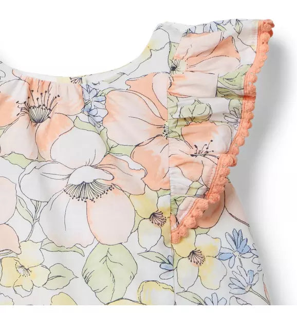 Floral Circle Trim Top