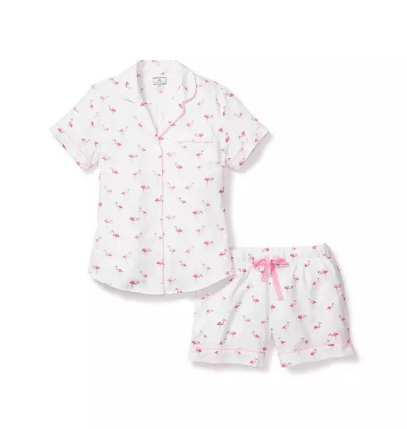 Women's Twill Short Pajama Set in Flamingos