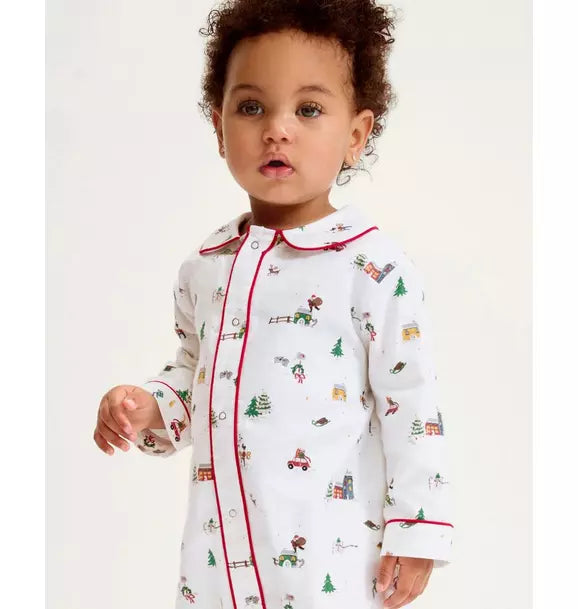 Baby's Twill Cambridge Romper in Holiday Town