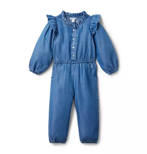 The Chambray Ruffle Jumpsuit