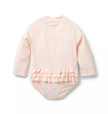 Baby Recycled Gingham Rash Guard Swimsuit