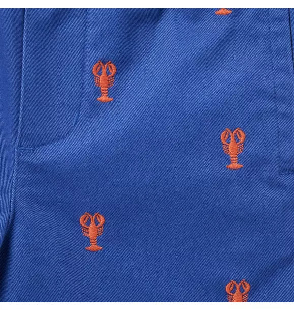 Embroidered Lobster Pull-On Short
