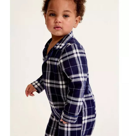 Baby's Brushed Twill Classic Romper in Oxford Tartan