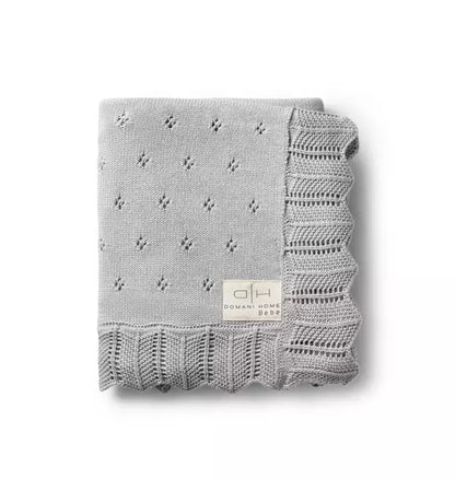 Scalloped Pointelle Baby Blanket Nimbus Cloud