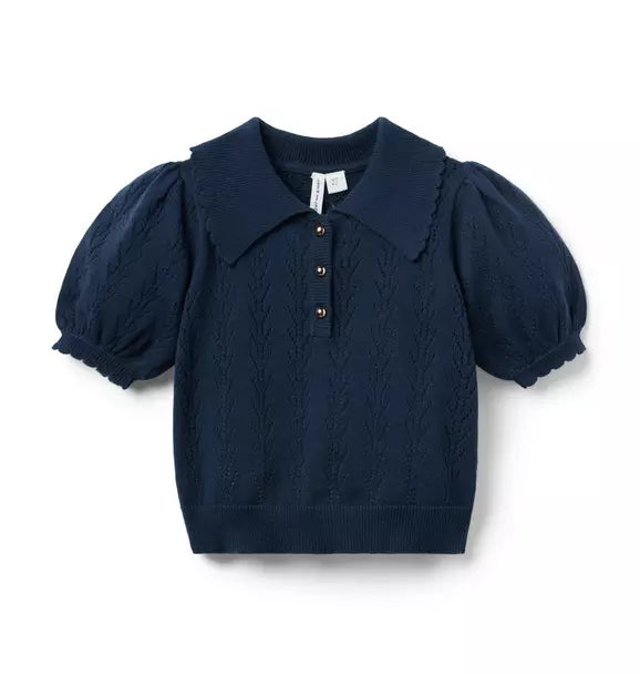 Pointelle Sweater Polo
