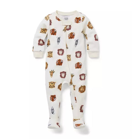 Baby Good Night Footed Pajama In Safari Friends