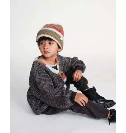 Beanie Stripe Chunky - Olive Multicolor Stripe