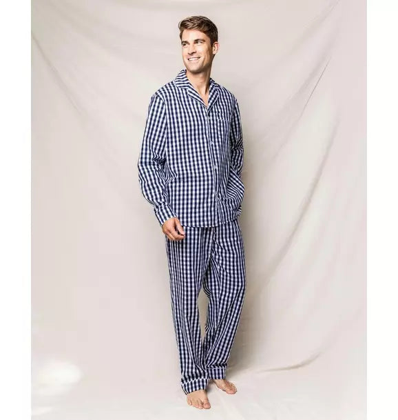 Men's Navy Gingham Twill Pajamas