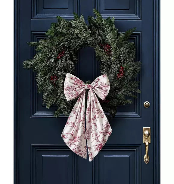 Wreath Bow in Red Timeless Toile